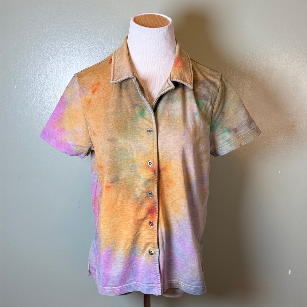 Multicolor Tie-Dye Button-Up Shirt
